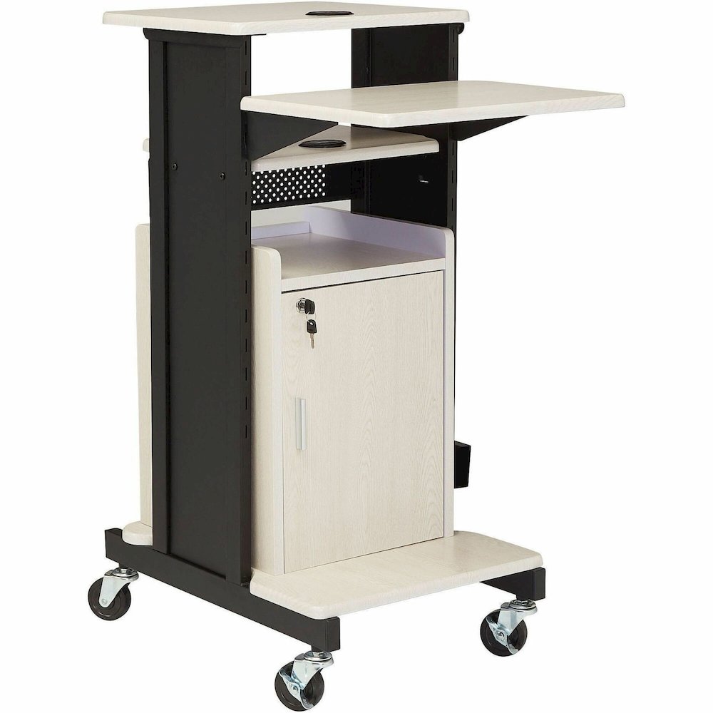 National Public Seating OklahomaSound PRC250 Presentation Cart - 6 Shelf - 4 Casters - 3" Caster Size - 18" Width x 30" Depth x 40.50" Height - Black Steel Frame - Ivory, Black - 1 Each