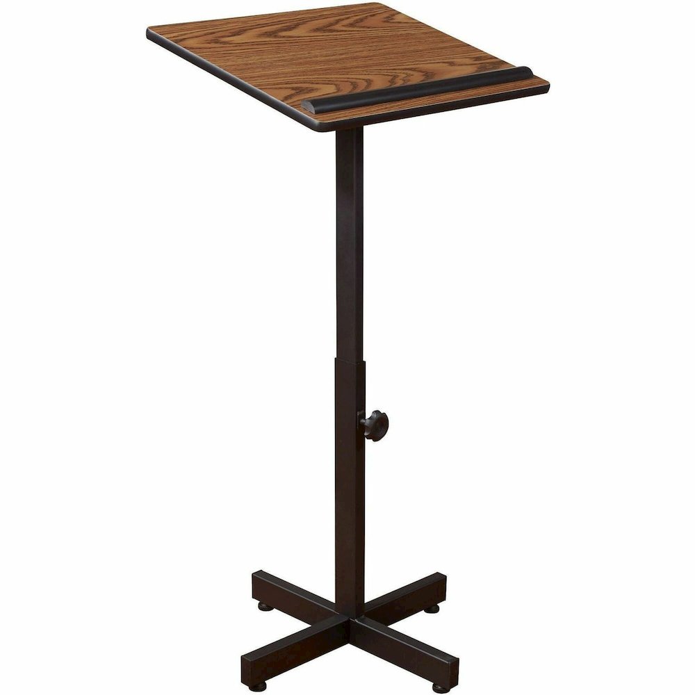 National Public Seating Oklahoma Sound Portable Presentation Lectern - Medium Oak Top - Black Base - Height Adjustable - 20" Table Top Width x 18.20" Table Top Depth - 44" Height - Presentation - Asse