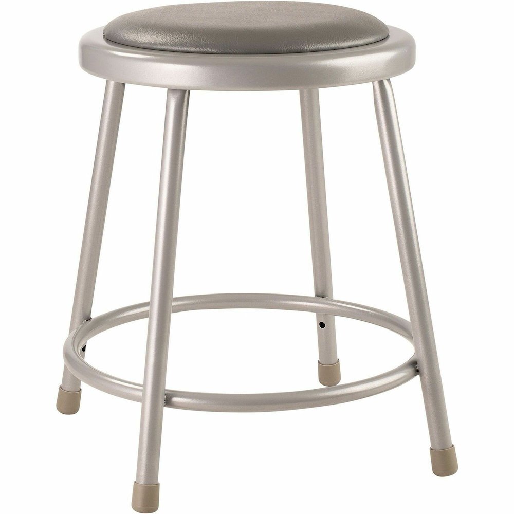 National Public Seating 6400 Series Heavy-Duty Padded Stools - Gray Seat Color - Vinyl, Medium Density Fiber (MDF) Seat Material - Gray Frame Color - Steel Frame Material - Four-legged Base - Gray - P