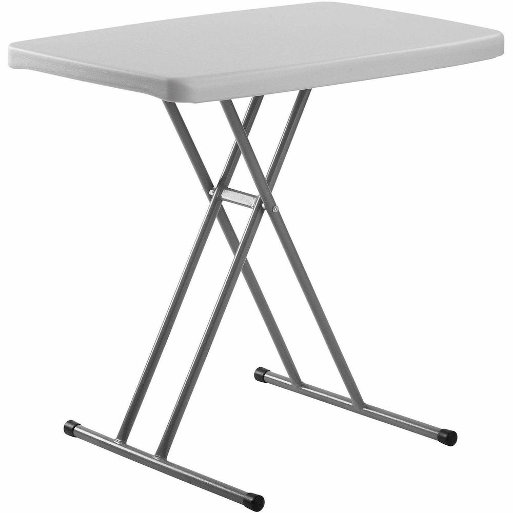 National Public Seating Basics Personal Folding Table - Speckled Gray Top - Powder Coated X-shaped, Textured Base - Modern Style - 150 lb Capacity - Height Adjustable - 6-Stage x 20" Table Top Width x