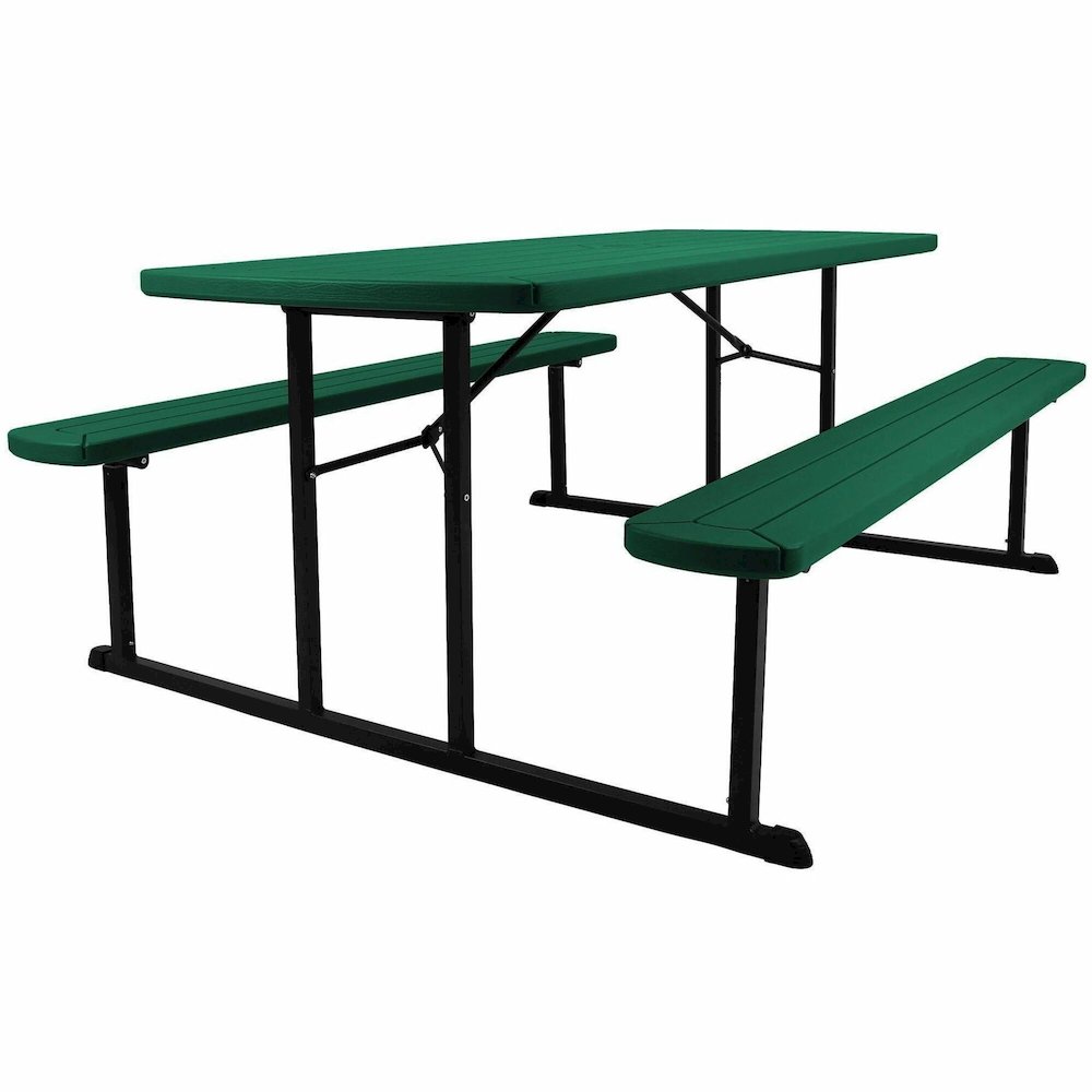 National Public Seating Folding Picnic Tables - Green, Textured, Wood Grain Top - 8 Seating Capacity - 1800 lb Capacity x 32" Table Top Depth x 1.60" Table Top Thickness - 29.50" Height x 72" Width x