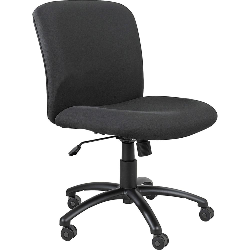 Safco Big & Tall Executive Mid-Back Chair - Black Seat Color - Foam, Polyester Seat Material - Black Frame Color - 5-star Base - Black - 1 Each