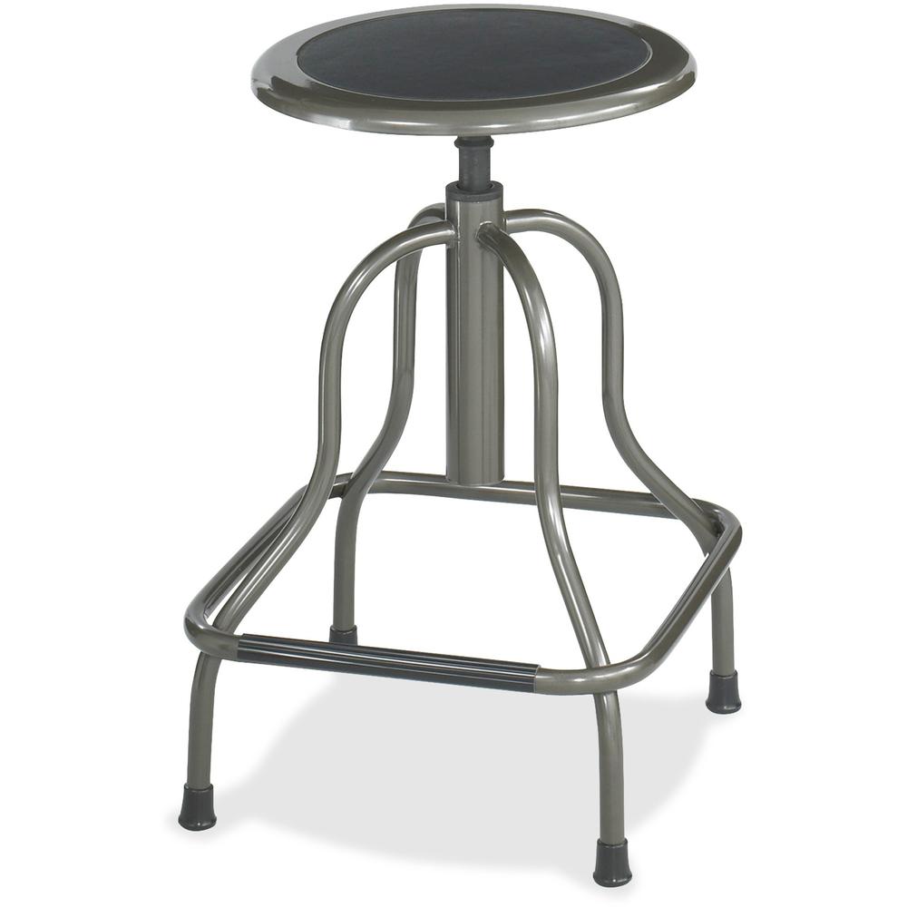 Safco Diesel Series High Base Stool with out Back - Leather Seat Material - Steel Frame Material - Pewter - 1 Each