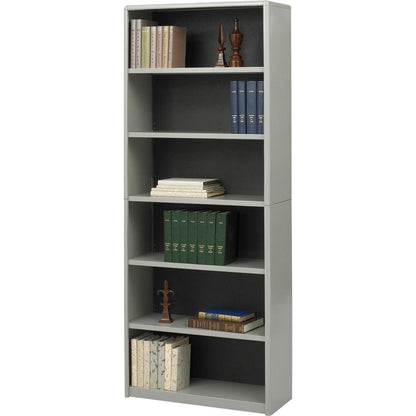 Safco Value Mate Bookcase - 31.8" Width x 13.5" Depth x 80" Height - 6 x Shelf(ves) - Gray - Steel, Fiberboard, Plastic - Assembly Required