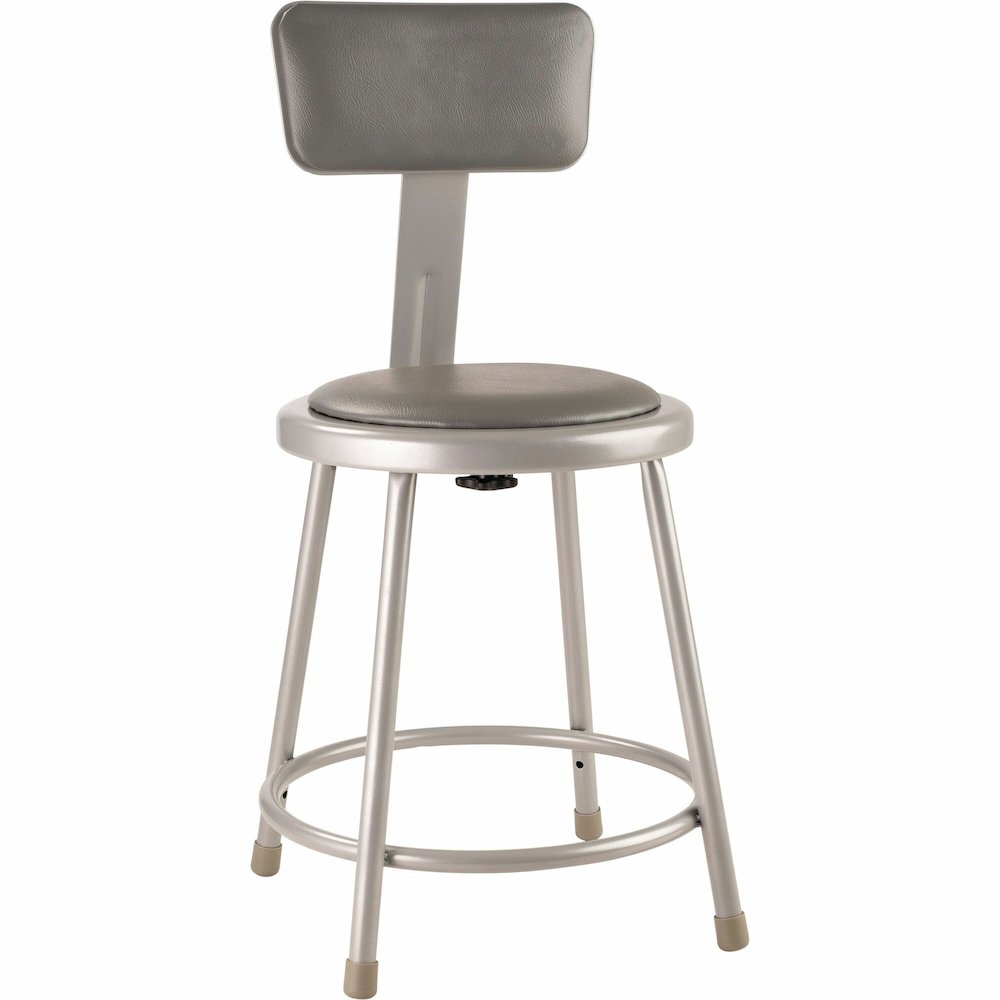 National Public Seating 6400 Series Heavy-Duty Padded Stools - Gray Seat Color - Vinyl, Medium Density Fiber (MDF) Seat Material - Gray Frame Color - Steel Frame Material - Four-legged Base - Gray - P