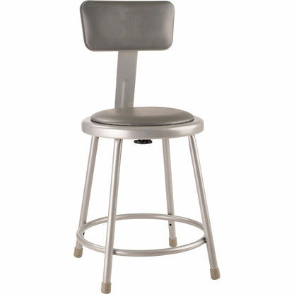 National Public Seating 6400 Series Heavy-Duty Padded Stools - Gray Seat Color - Vinyl, Medium Density Fiber (MDF) Seat Material - Gray Frame Color - Steel Frame Material - Four-legged Base - Gray - P