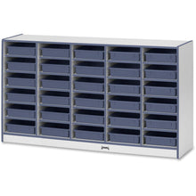 Jonti-Craft Rainbow Accents Mobile Paper-Tray Storage - 30 Compartment(s) - 35.5" Height x 60" Width x 15" Depth - Chip Resistant, Laminated - Navy - Rubber - 1 Each