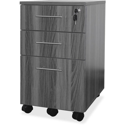 Mayline Medina Box/Box/File Mobile Pedestal - 26.8" Height x 18" Width x 15.5" Depth - Total Drawer(s): 3 - Material: Steel - Finish: Gray, Laminate - Stain Resistant, Water Resistant, Abrasion Resist