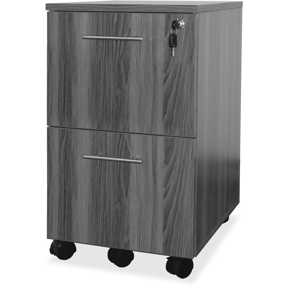 Mayline Gray Laminate File/File Mobile Pedestal File - 26.8" Height x 18" Width x 15.5" Depth - Total Drawer(s): 2 - Material: Steel - Finish: Gray, Laminate - Stain Resistant, Water Resistant, Abrasi