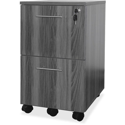 Mayline Gray Laminate File/File Mobile Pedestal File - 26.8" Height x 18" Width x 15.5" Depth - Total Drawer(s): 2 - Material: Steel - Finish: Gray, Laminate - Stain Resistant, Water Resistant, Abrasi