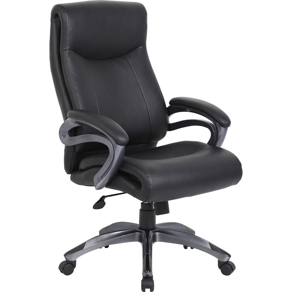 Boss B8661 Executive Chair - Black Seat Color - LeatherPlus Seat Material - Gray Back Color - Leather Back Material - Black, Gray Frame Color - Nylon Frame Material - 5-star Base - 1 Each