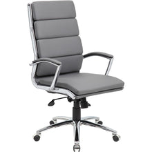 Boss B9471 Executive Chair - Gray Seat Color - Vinyl Seat Material - Gray Back Color - Chrome, Black Frame Color - Chrome Frame Material - 5-star Base - Armrest - 1 Each