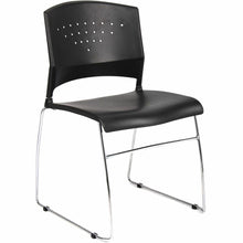 Boss Black Stack Chair With Chrome Frame, 1Pc Pack - Black Seat Color - Polypropylene Seat Material - Black Back Color - Polypropylene Back Material - Chrome Frame Material - Sled Base - 1 Each