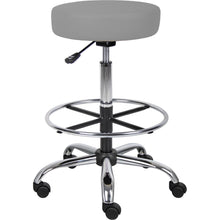 Boss Caressoft Medical/Drafting Stool - Gray Seat Color - Vinyl, Foam Seat Material - Chrome Frame Color - 5-star Base - 1 Each