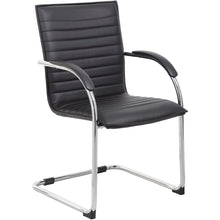 Boss Chrome Frame Vinyl Side Chairs - Black Seat Color - Vinyl Seat Material - Black Back Color - Vinyl Back Material - Chrome Frame Color - Polywood Frame Material - Mid Back - Cantilever Base - 2 /