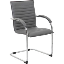 Boss Chrome Frame Vinyl Side Chairs - Gray Seat Color - Vinyl Seat Material - Gray Back Color - Vinyl Back Material - Chrome Frame Color - Polywood Frame Material - Mid Back - Cantilever Base - 2 / Pa
