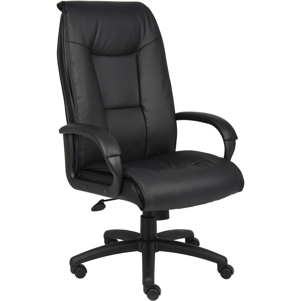 Boss Executive Leather Plus Chair - Black LeatherPlus Seat - Black LeatherPlus Back - 5-star Base - Armrest - 1 Each