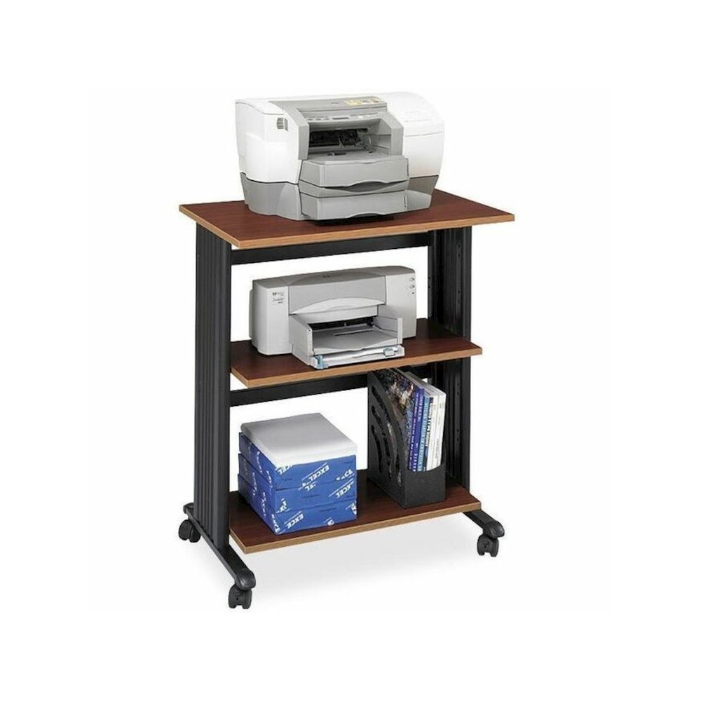 Safco Muv Three Level Adjustable Printer Stand - 175 lb Load Capacity - 3 x Shelf(ves) - 35" Height x 29.50" Width x 20" Depth - Floor - Laminate - Steel, Wood, Melamine, Polyvinyl Chloride (PVC) - Ch