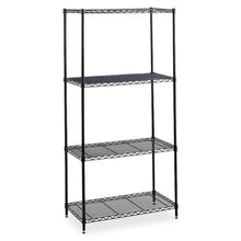 Safco Industrial Wire Shelving - 36" x 24" - 4 x Shelf(ves) - 2500 lb Load Capacity - Leveling Glide, Dust Proof, Adjustable Shelf, Durable - Black - Powder Coated - Steel - Assembly Required