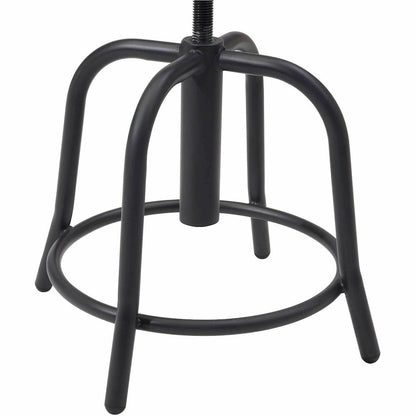 National Public Seating 6800 Series Stools - Solid Hardwood Seat Material - Black Frame Color - Steel Frame Material - Curved Leg Base - Wood, Black - 1 Each