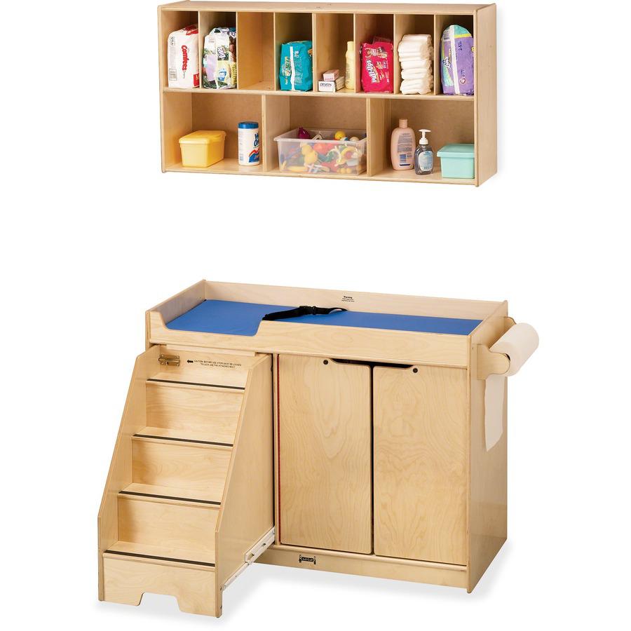 Jonti-Craft Pull-out Stairs Changing Table - 39" Height x 48" Width x 22.50" Depth - Assembly Required - Acrylic, Baltic - 1 Each
