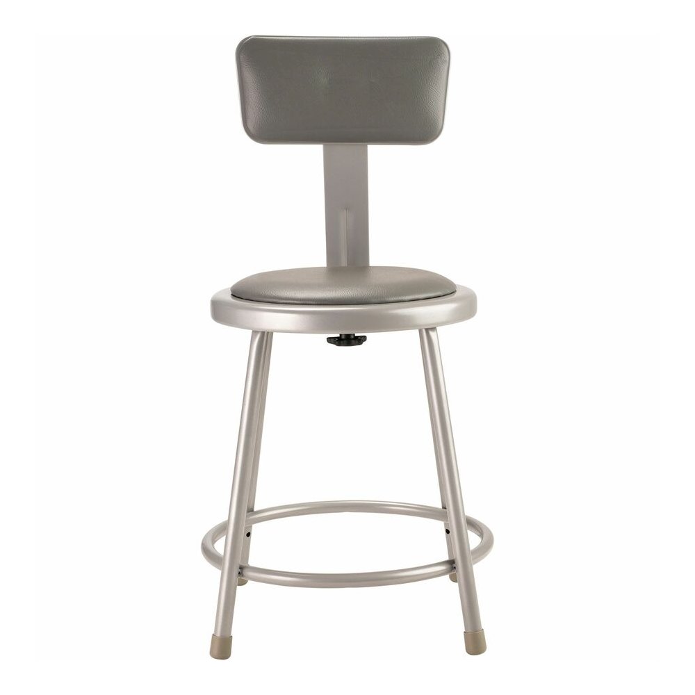 National Public Seating 6400 Series Heavy-Duty Padded Stools - Gray Seat Color - Vinyl, Medium Density Fiber (MDF) Seat Material - Gray Frame Color - Steel Frame Material - Four-legged Base - Gray - P