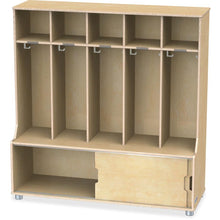 Jonti-Craft TrueModern 5-space Metal Coat Hook Cubbie Locker - 5 Compartment(s) - 50" Height x 48.5" Width x 17.5" Depth - Hanging Hook, Sliding Door, Durable, Rounded Corner - Baltic - Anodized Alumi