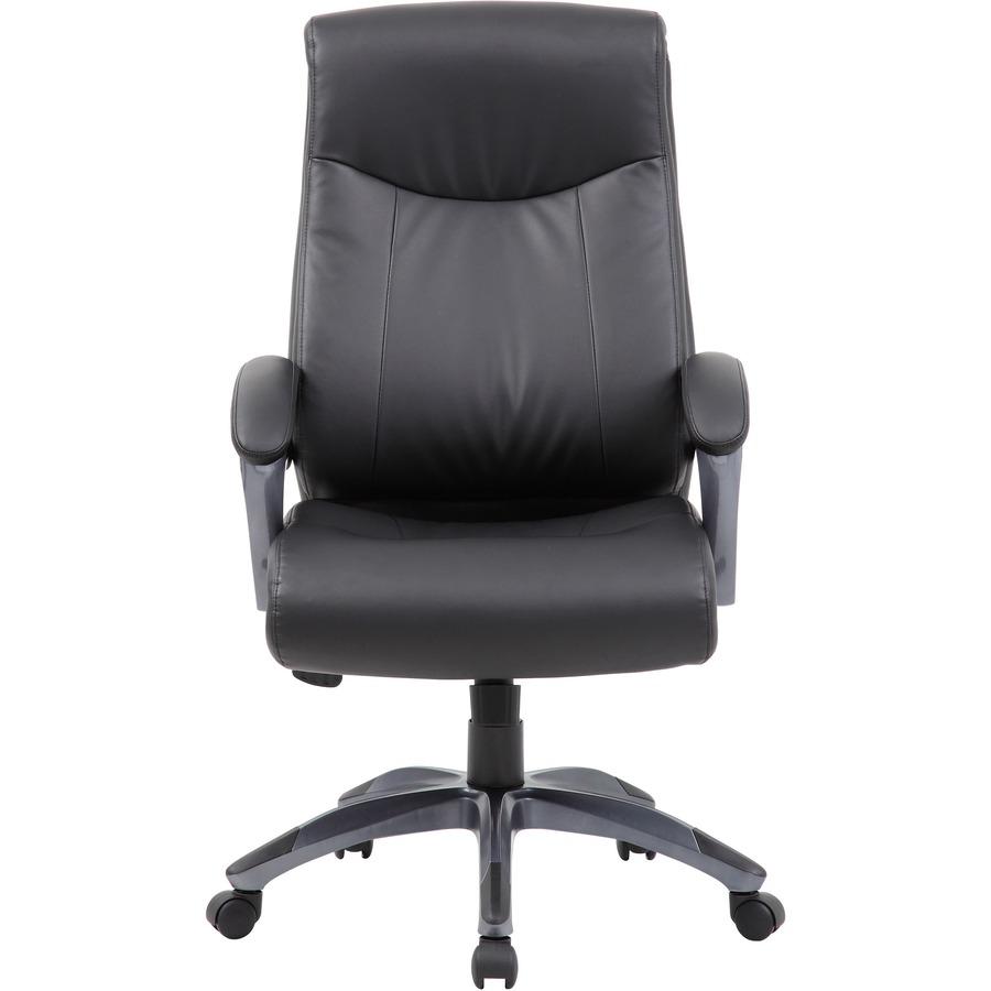 Boss B8661 Executive Chair - Black Seat Color - LeatherPlus Seat Material - Gray Back Color - Leather Back Material - Black, Gray Frame Color - Nylon Frame Material - 5-star Base - 1 Each