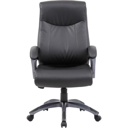 Boss B8661 Executive Chair - Black Seat Color - LeatherPlus Seat Material - Gray Back Color - Leather Back Material - Black, Gray Frame Color - Nylon Frame Material - 5-star Base - 1 Each