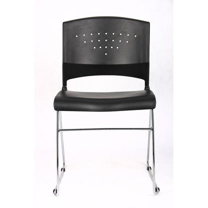 Boss Black Stack Chair With Chrome Frame 4 Pcs Pack - Black Seat Color - Polypropylene Seat Material - Black Back Color - Polypropylene Back Material - Chrome Frame Material - Sled Base - 4 / Carton