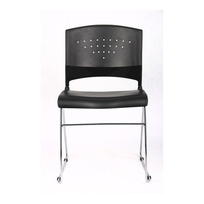 Boss Black Stack Chair With Chrome Frame 5 Pcs Pack - Black Seat Color - Polypropylene Seat Material - Black Back Color - Polypropylene Back Material - Chrome Frame Material - Sled Base - 5 / Carton