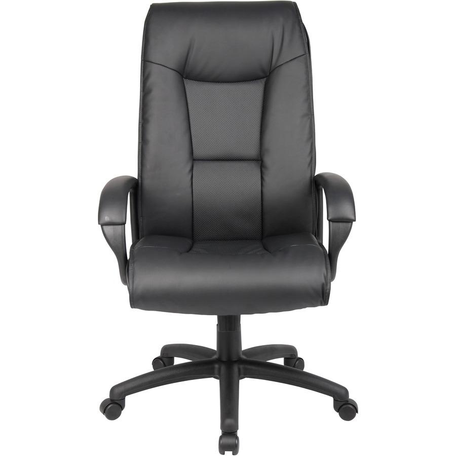 Boss Executive Leather Plus Chair - Black LeatherPlus Seat - Black LeatherPlus Back - 5-star Base - Armrest - 1 Each