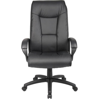 Boss Executive Leather Plus Chair - Black LeatherPlus Seat - Black LeatherPlus Back - 5-star Base - Armrest - 1 Each