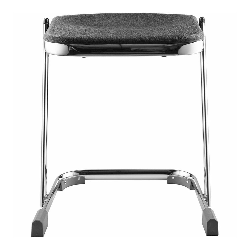 National Public Seating 6600 Series Elephant Z-Stool - Black Seat Color - Polypropylene Seat Material - Chrome Frame Color - Steel Frame Material - Sled, U-Style Base - Thermoplastic Polyurethane (TPU