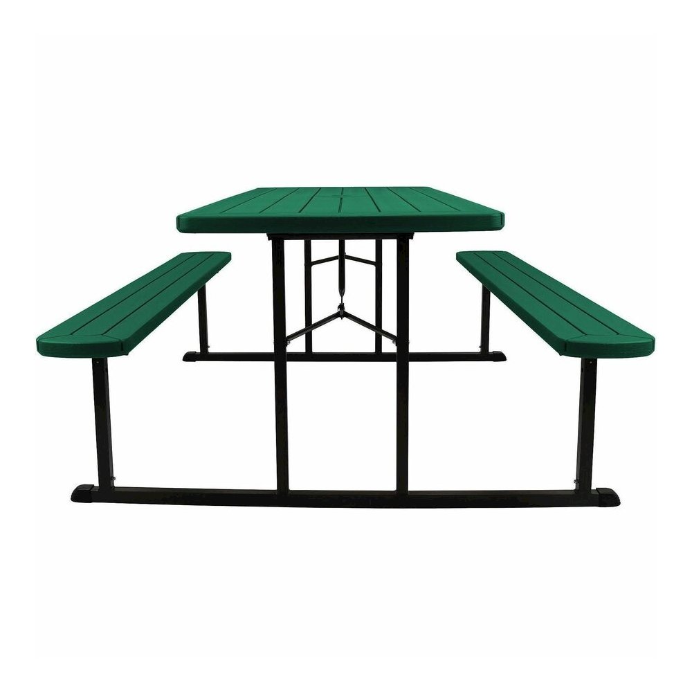 National Public Seating Folding Picnic Tables - Green, Textured, Wood Grain Top - 8 Seating Capacity - 1800 lb Capacity x 32" Table Top Depth x 1.60" Table Top Thickness - 29.50" Height x 72" Width x