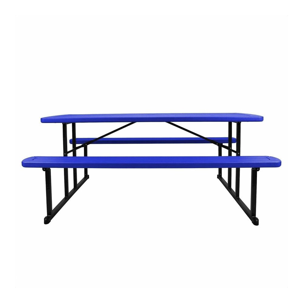 National Public Seating Folding Picnic Tables - Blue, Textured, Wood Grain Top - 8 Seating Capacity - 1800 lb Capacity x 32" Table Top Depth x 1.60" Table Top Thickness - 29.50" Height x 72" Width x 5
