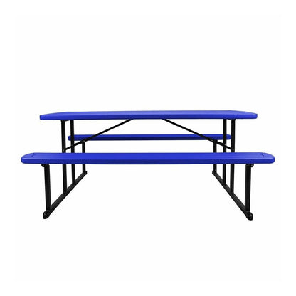 National Public Seating Folding Picnic Tables - Blue, Textured, Wood Grain Top - 8 Seating Capacity - 1800 lb Capacity x 32" Table Top Depth x 1.60" Table Top Thickness - 29.50" Height x 72" Width x 5