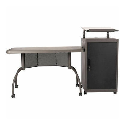 National Public Seating OklahomaSound TWP Desk & Lectern Set - 41" Height x 24" Depth, x 68" Width - Material: Steel, Metal, Mesh, Plastic - Finish: Charcoal Slate, Black - White Nebula Table Top - He