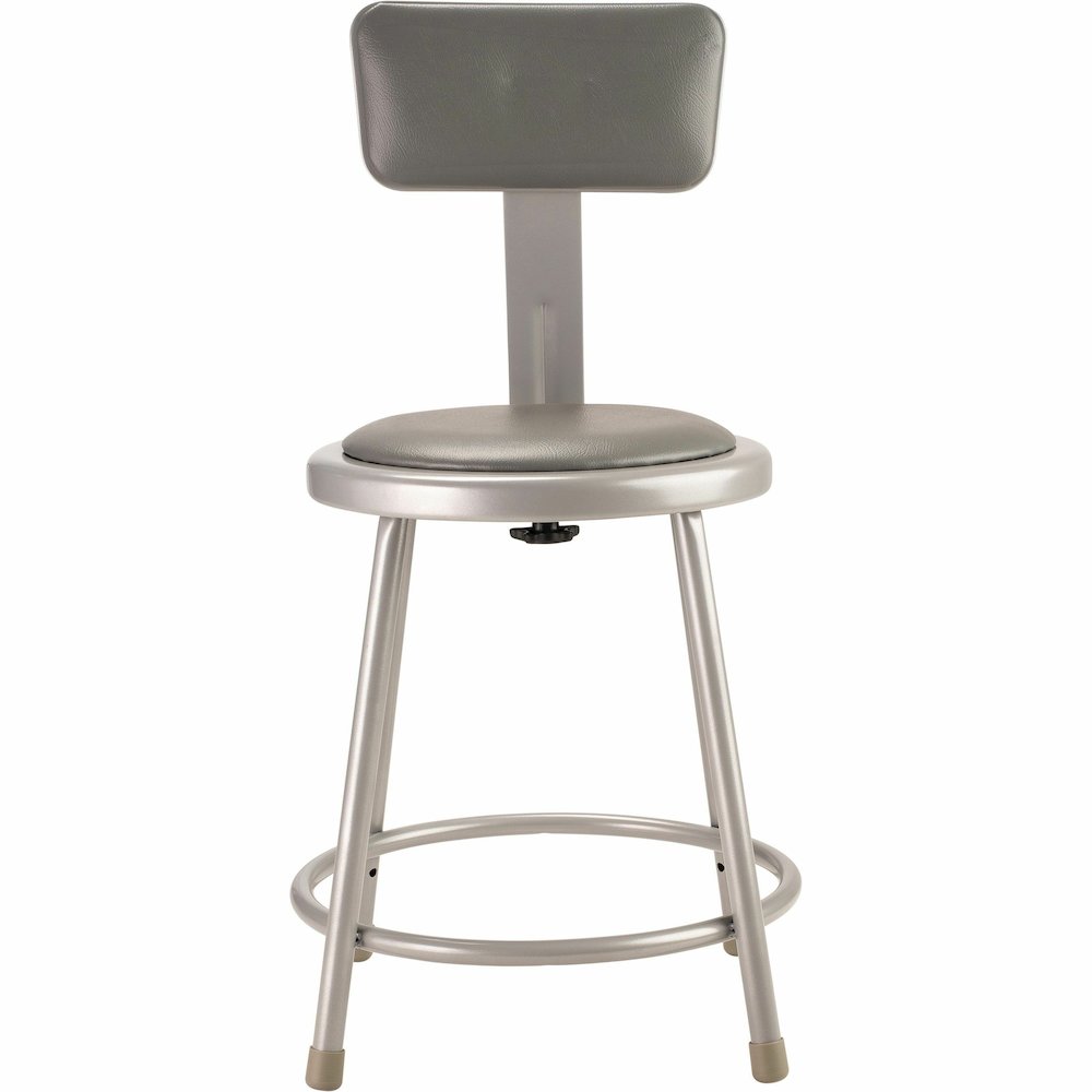 National Public Seating 6400 Series Heavy-Duty Padded Stools - Gray Seat Color - Vinyl, Medium Density Fiber (MDF) Seat Material - Gray Frame Color - Steel Frame Material - Four-legged Base - Gray - P