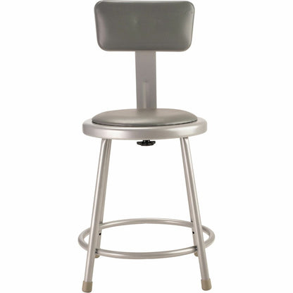 National Public Seating 6400 Series Heavy-Duty Padded Stools - Gray Seat Color - Vinyl, Medium Density Fiber (MDF) Seat Material - Gray Frame Color - Steel Frame Material - Four-legged Base - Gray - P