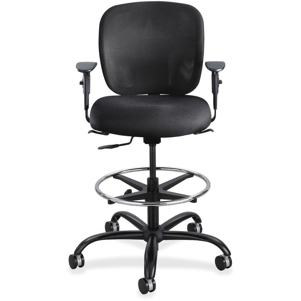 Safco Vue Heavy-duty Stool - Black Seat Color - Fabric Seat Material - Black Back Color - Mesh Back Material - 5-star Base - Black - 1 Each