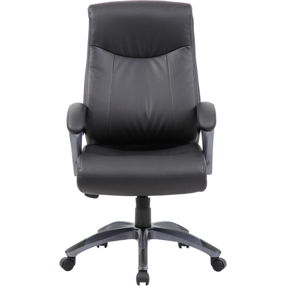 Boss B8661 Executive Chair - Black Seat Color - LeatherPlus Seat Material - Gray Back Color - Leather Back Material - Black, Gray Frame Color - Nylon Frame Material - 5-star Base - 1 Each