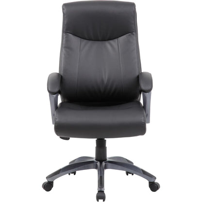 Boss B8661 Executive Chair - Black Seat Color - LeatherPlus Seat Material - Gray Back Color - Leather Back Material - Black, Gray Frame Color - Nylon Frame Material - 5-star Base - 1 Each