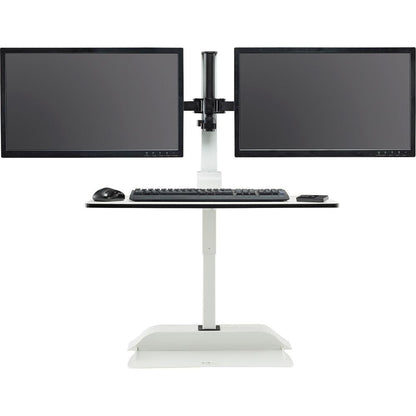 Safco Desktop Sit-Stand Desk Riser - Up to 27" Screen Support - 28 lb Load Capacity - 37.2" Height x 27.3" Width x 21.8" Depth - Desktop - Steel - White