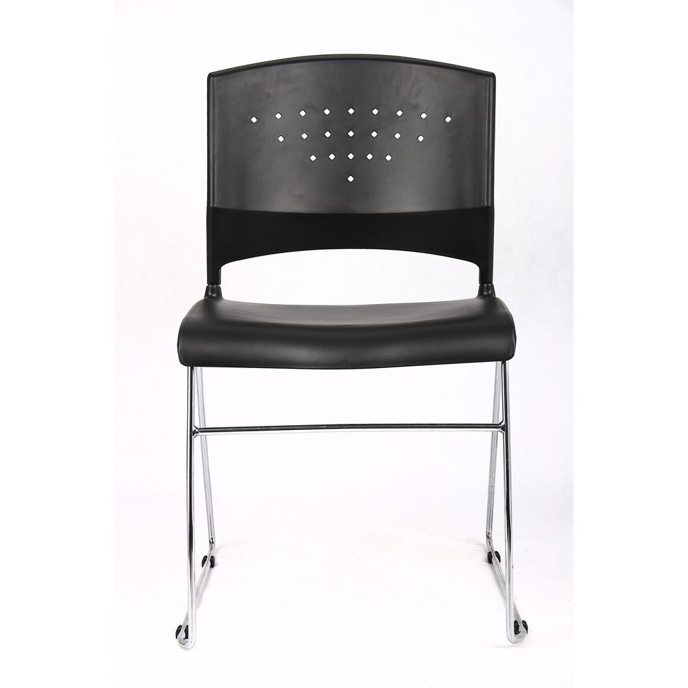 Boss Black Stack Chair With Chrome Frame 4 Pcs Pack - Black Seat Color - Polypropylene Seat Material - Black Back Color - Polypropylene Back Material - Chrome Frame Material - Sled Base - 4 / Carton