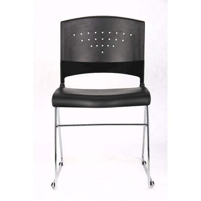 Boss Black Stack Chair With Chrome Frame 5 Pcs Pack - Black Seat Color - Polypropylene Seat Material - Black Back Color - Polypropylene Back Material - Chrome Frame Material - Sled Base - 5 / Carton