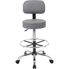 Boss B16245-GY Drafting Stool - Gray Seat Color - Vinyl, Foam Seat Material - Gray Back Color - Vinyl, Plush Back Material - 5-star Base - 1 Each