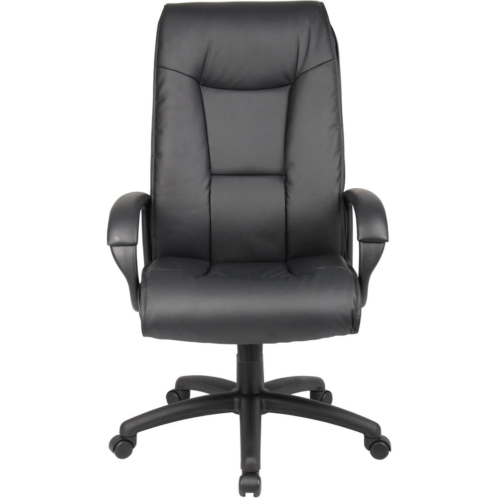 Boss Executive Leather Plus Chair - Black LeatherPlus Seat - Black LeatherPlus Back - 5-star Base - Armrest - 1 Each