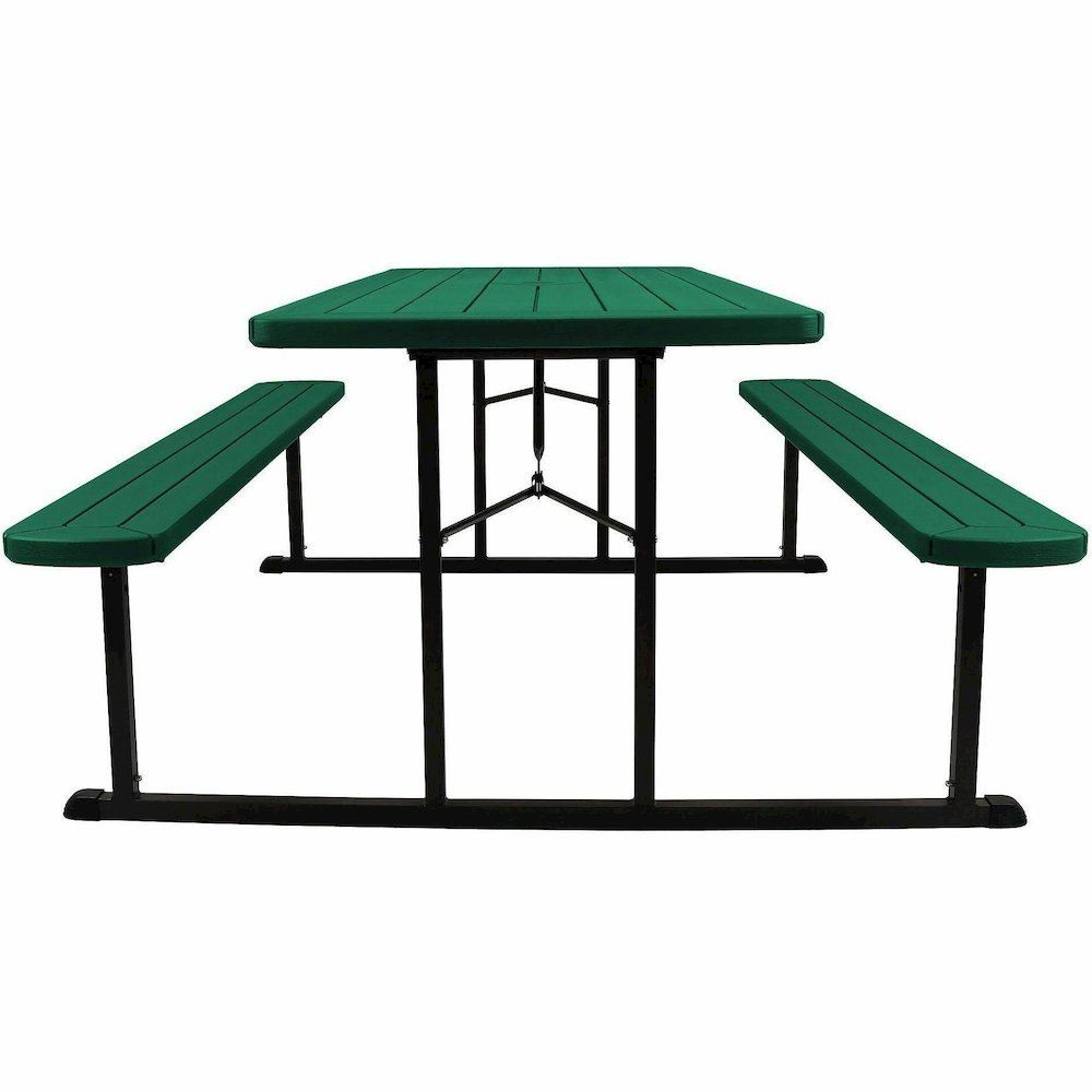National Public Seating Folding Picnic Tables - Green, Textured, Wood Grain Top - 8 Seating Capacity - 1800 lb Capacity x 32" Table Top Depth x 1.60" Table Top Thickness - 29.50" Height x 72" Width x