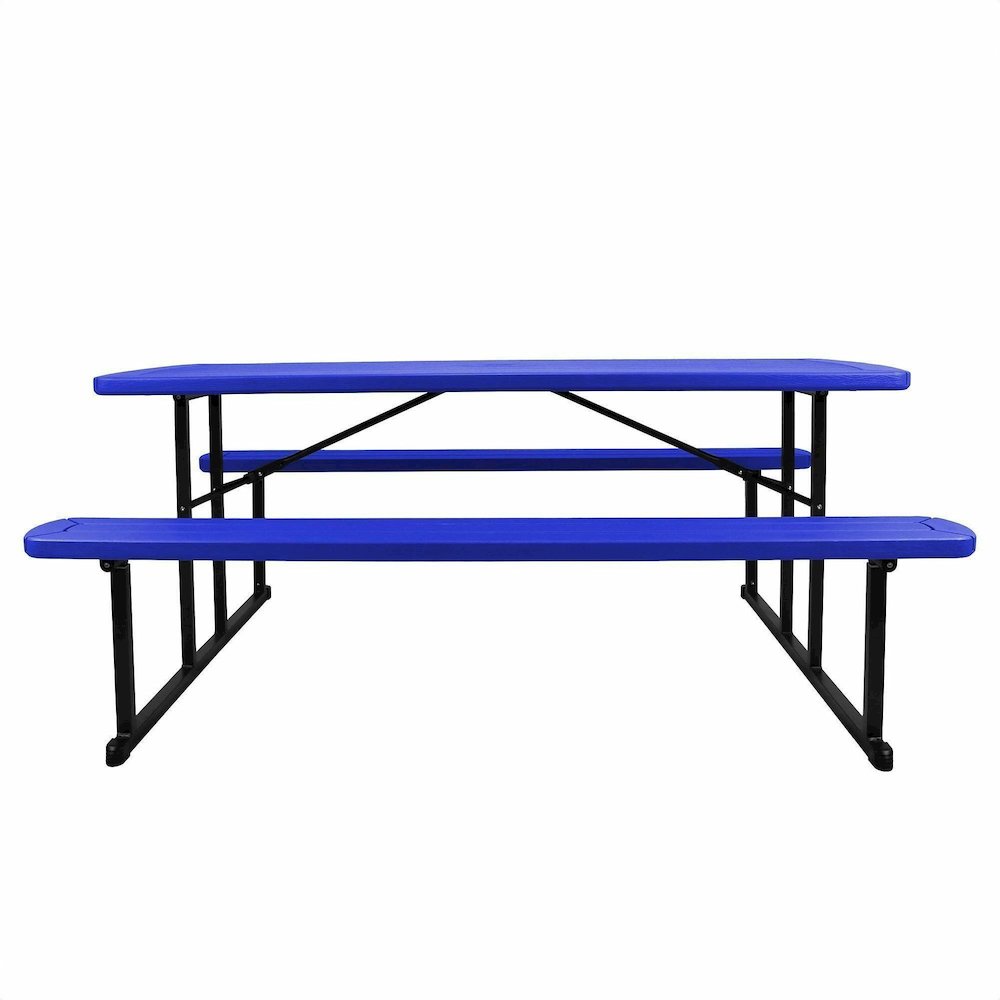 National Public Seating Folding Picnic Tables - Blue, Textured, Wood Grain Top - 8 Seating Capacity - 1800 lb Capacity x 32" Table Top Depth x 1.60" Table Top Thickness - 29.50" Height x 72" Width x 5